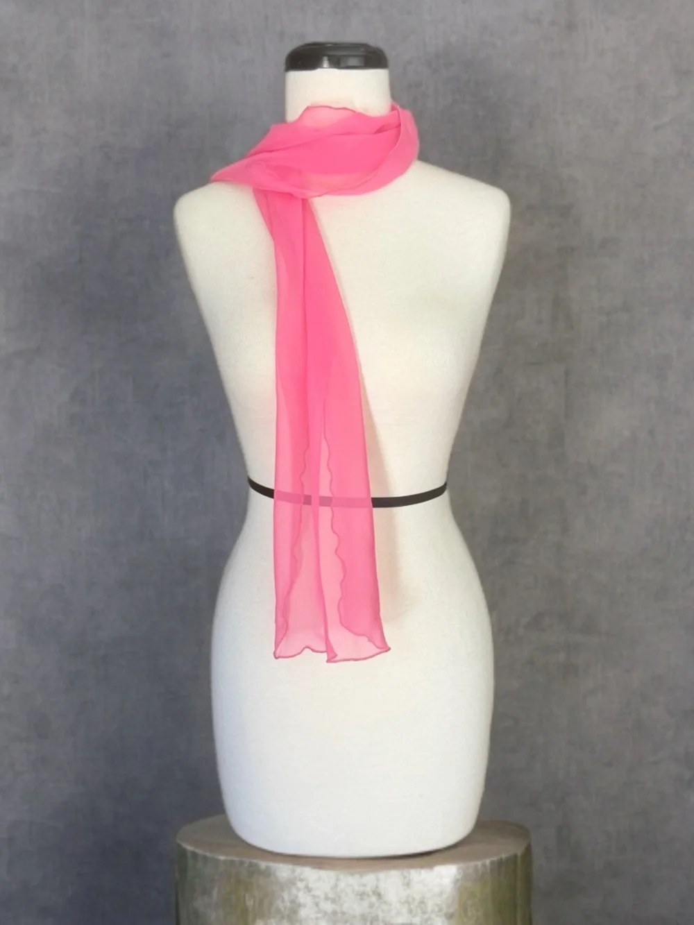 Vintage Candy Pink Chiffon Scarf Wrap